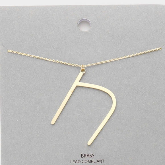 Gold N Modern Monogram Pendant Chain Necklace Initial Charm Cute Casual Simple - Picture 1 of 2